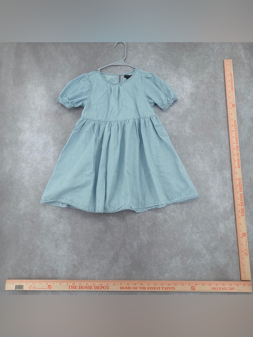 Social Standard sanctuary Girls Light Blue Denim Puff Sleeve Dress small 6-7